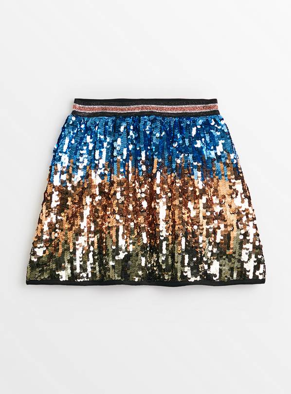 Blue gold sequin clearance skirt